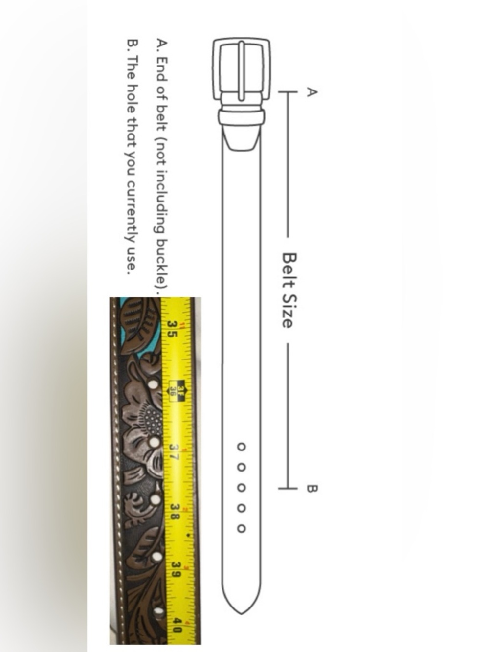 Shyanne Brown Tooled Leather Belt with Turquoise Inlay and Silver Buckle - Picture 6 of 6